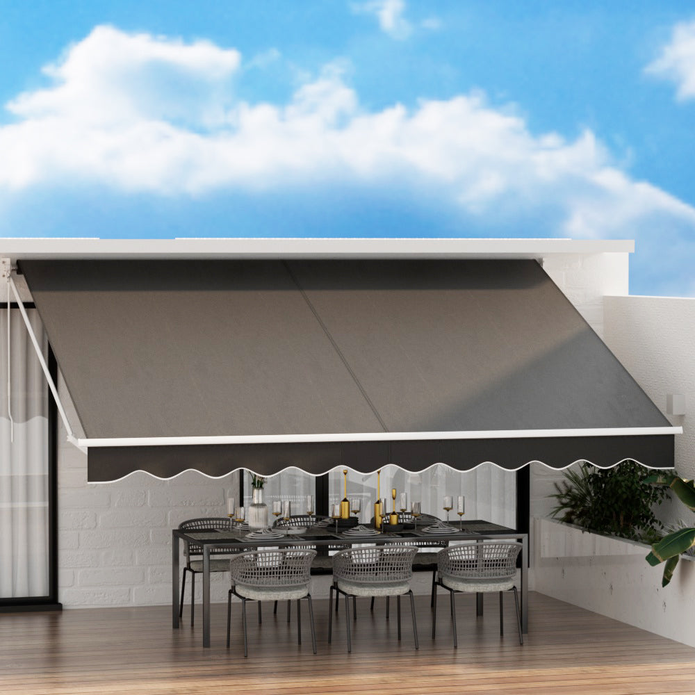 Instahut Retractable Folding Arm Awning Outdoor Awning 4.5Mx3M Canopy Grey