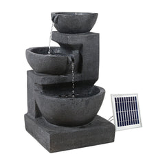 Gardeon Solar Water Feature with LED Lights 3-Tier Bowls 60cm