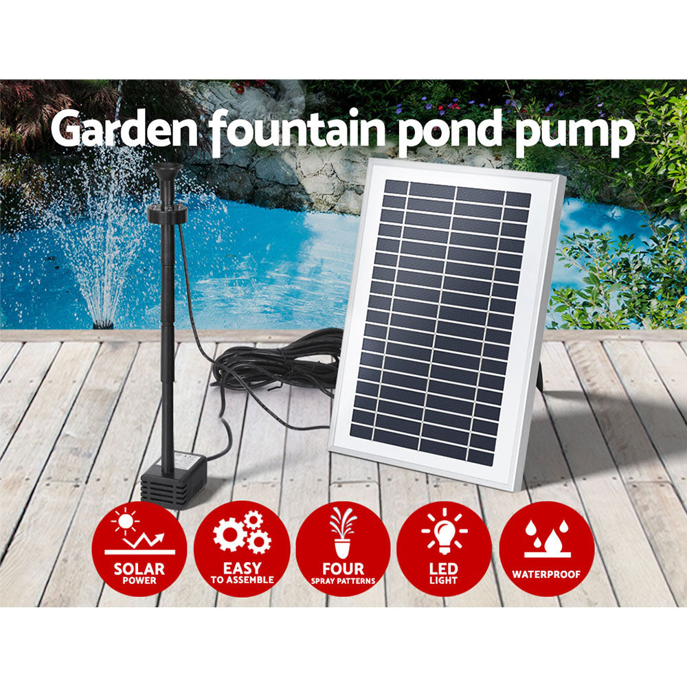 Gardeon Solar Pond Pump with Battery LED Lights 4.4FT