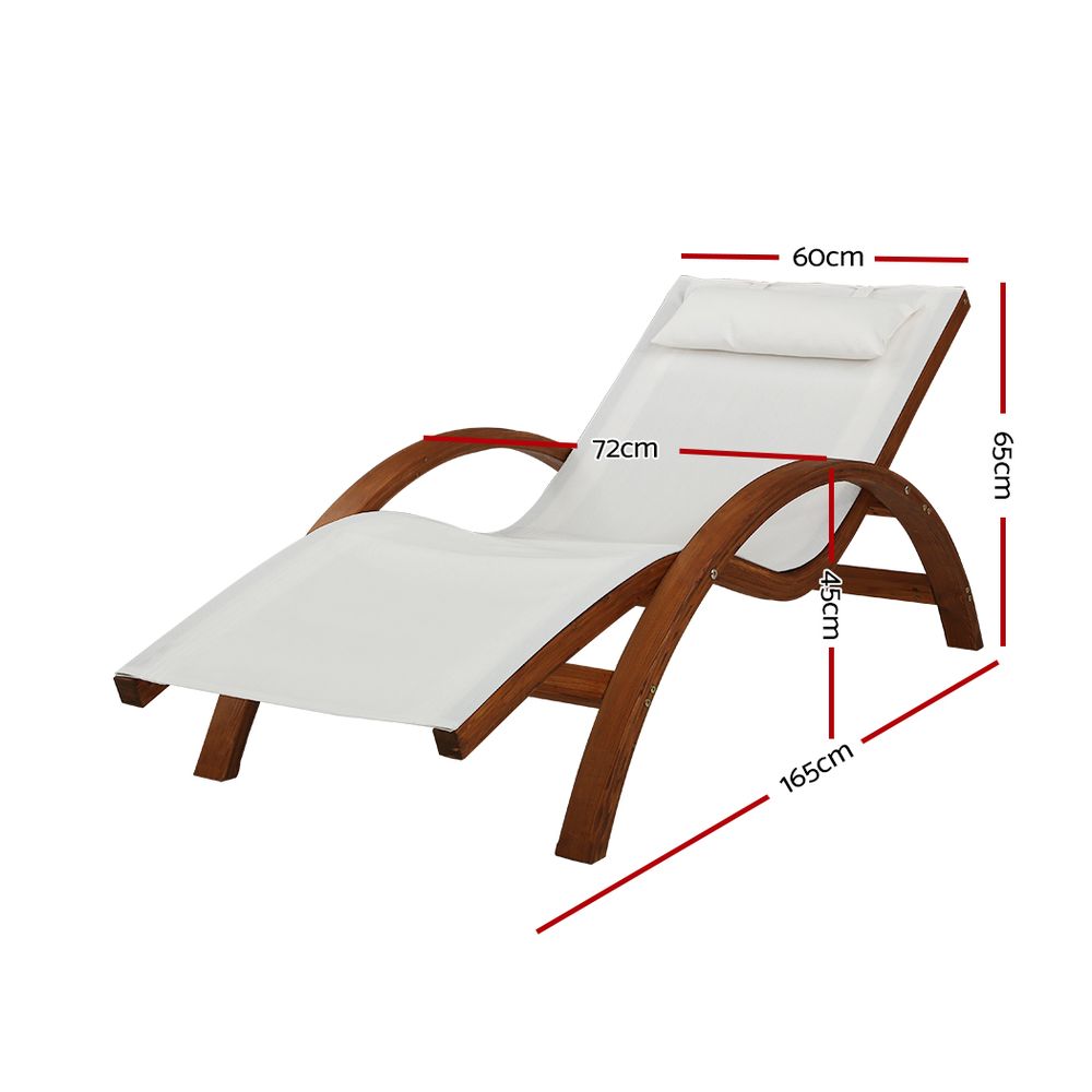 Gardeon Wooden Sun Lounge Lounge Day Bed Outdoor Furniture Timber Lounger Patio