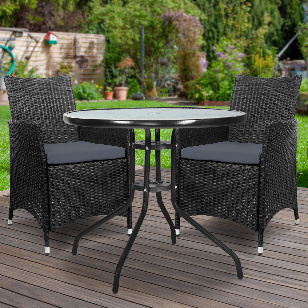 Gardeon Outdoor Furniture Dining Chair Table Bistro Set Wicker Patio Setting Tea Coffee Cafe Bar Set