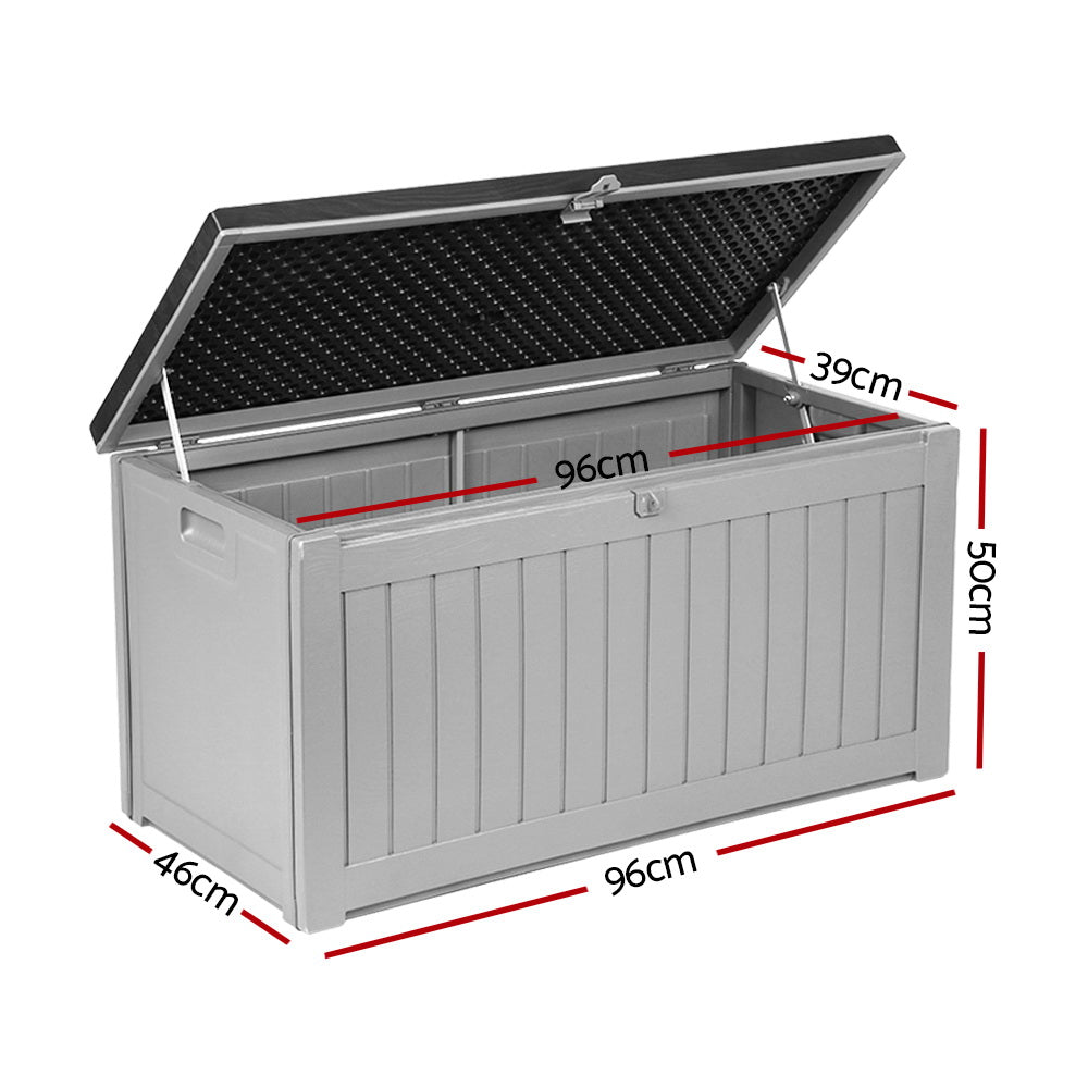 Gardeon Outdoor Storage Box 190L Container Lockable Garden Bench Tool Shed Black