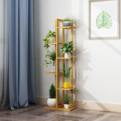 6 Tiers Bamboo Flower Shelf Rack Plant Stand Pots Display Corner Shelving