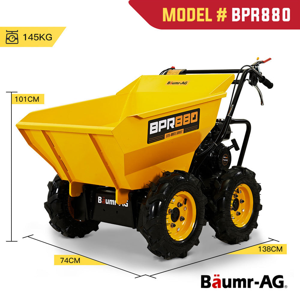 Baumr-AG Power Wheelbarrow Motorized Mini Petrol Powered Wheel Barrow Self Dump