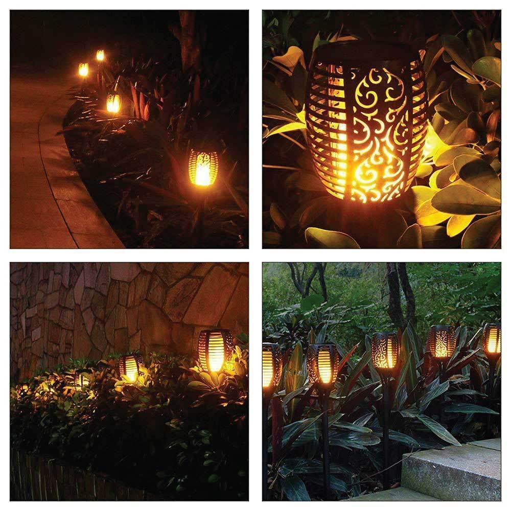 72 LED Bulbs Torch Solar Garden Outdoor Flame Dancing Flickering Light Auto Lamp