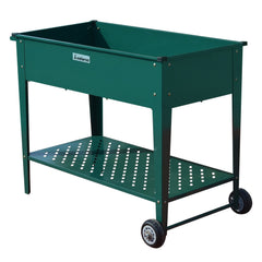 Wallaroo Garden Bed Cart Raised Planter Box 108.5 x 50.5 x 80cm Galvanized Steel - Green