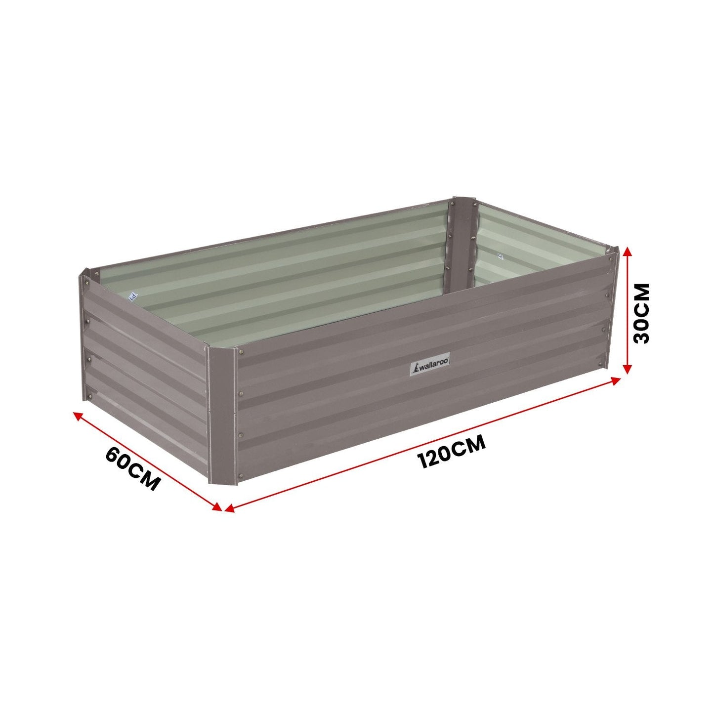 Wallaroo Garden Bed 120 x 60 x 30cm Galvanized Steel - Grey