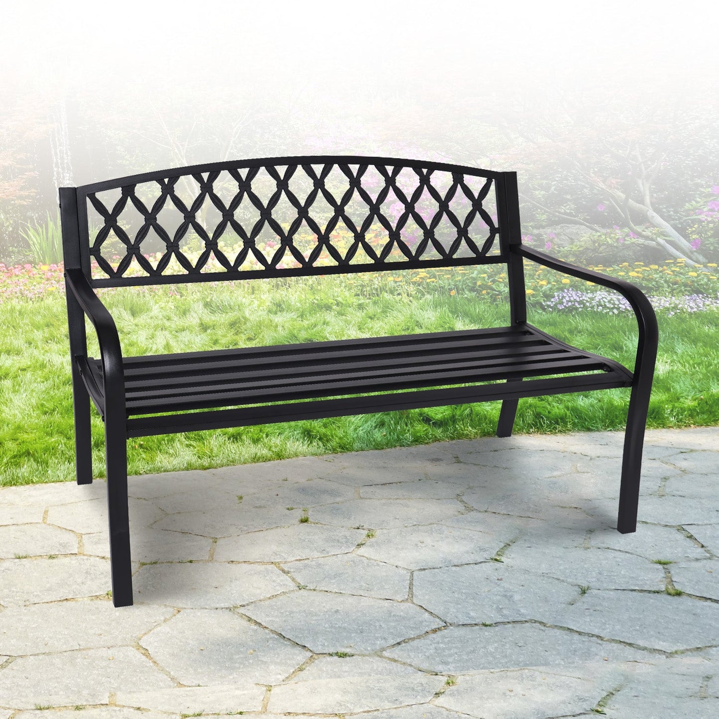 Wallaroo Steel Outdoor Garden Bench - Diamond