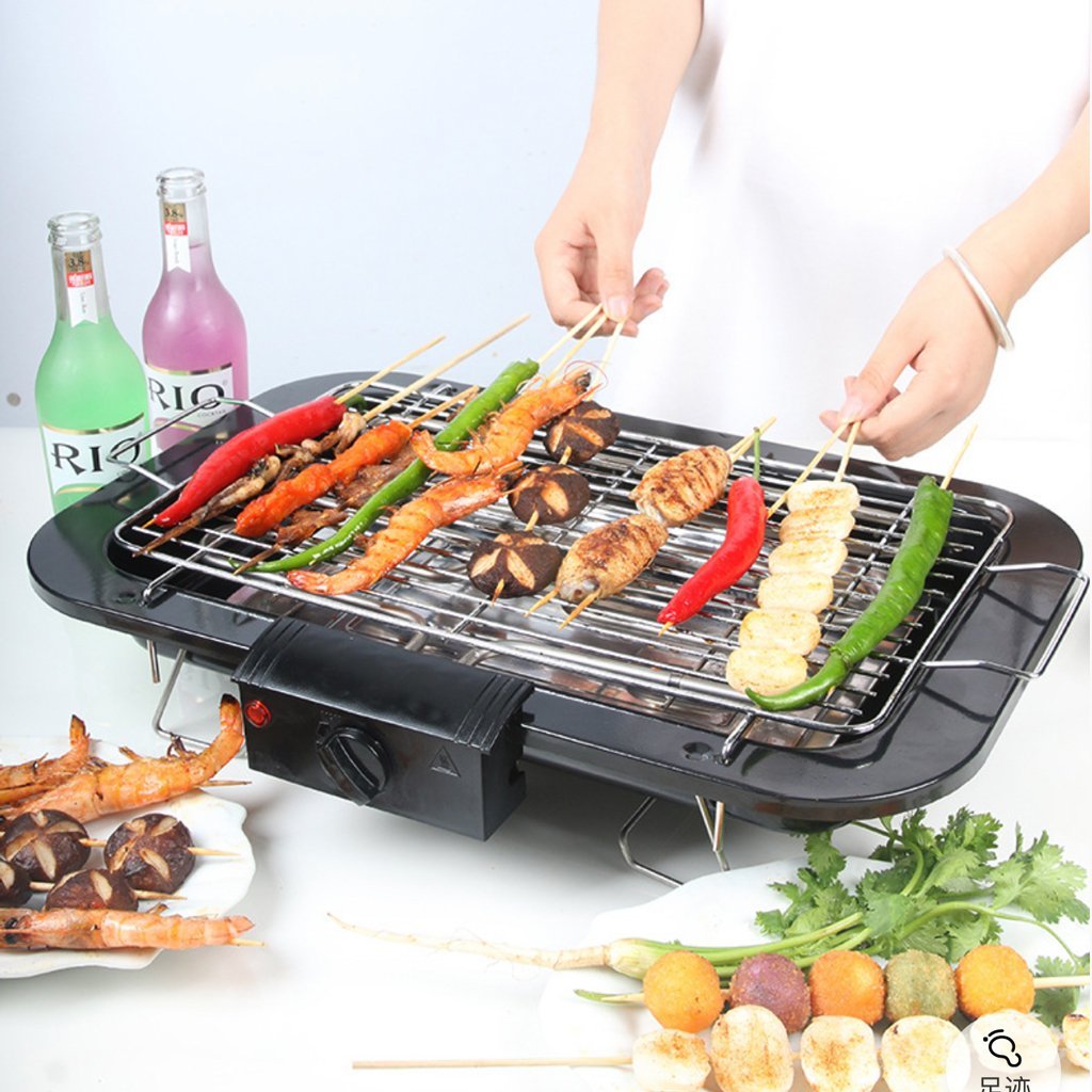 TeppanGrill: Portable Electric BBQ with Smokeless Barbeque Hot Plate in Black