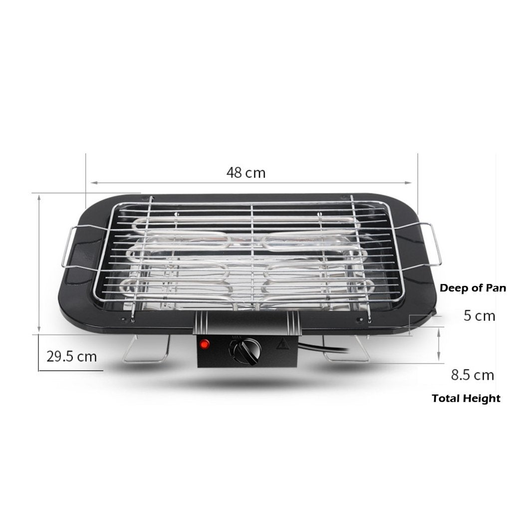 TeppanGrill: Portable Electric BBQ with Smokeless Barbeque Hot Plate in Black