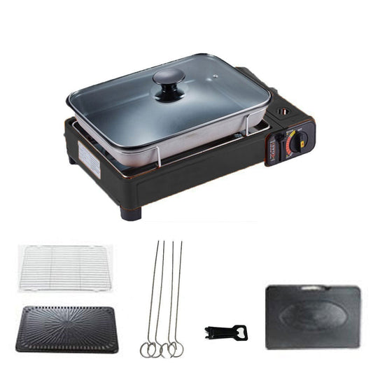 Campfire Chef Butane Gas Stove: Black Edition with Non-Stick Fish Pan & Lid