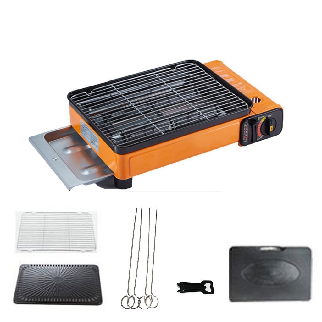 Campfire Chef Butane Gas Stove: Orange with Non-Stick Fish Pan & Lid