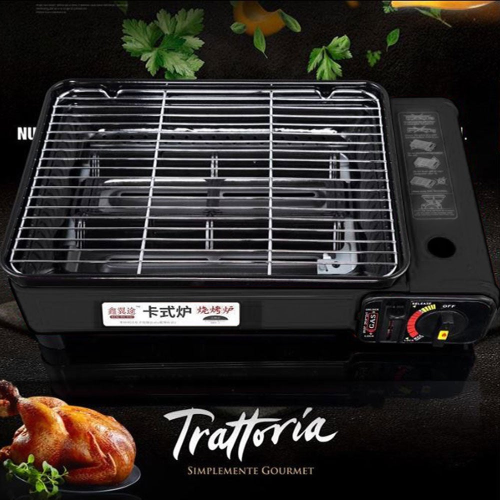 Campfire Chef Butane Gas Stove: Classic Black with Non-Stick Plate