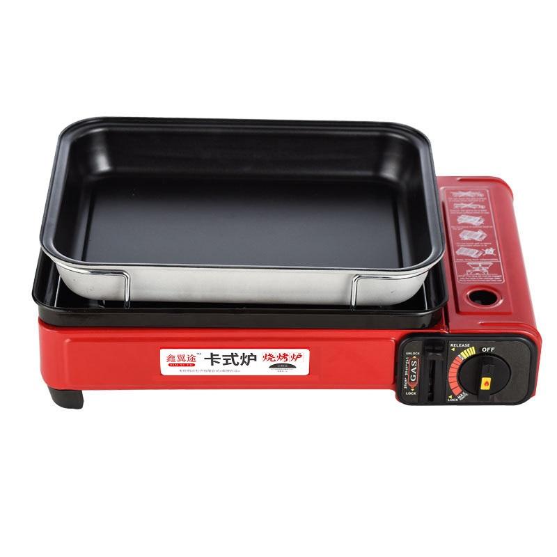 Campfire Chef Butane Gas Stove: Sleek Orange with Non-Stick Plate