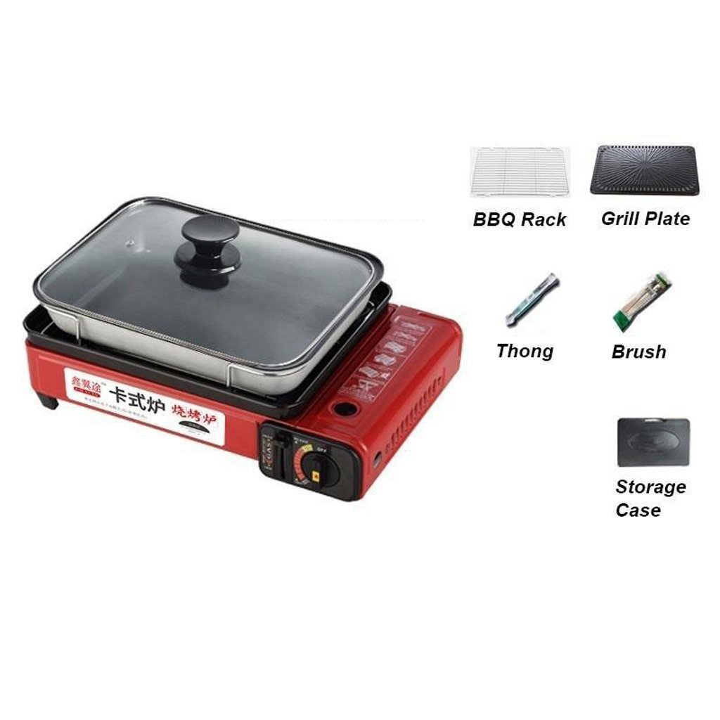 Campfire Chef Butane Gas Stove: Sleek Orange with Non-Stick Plate