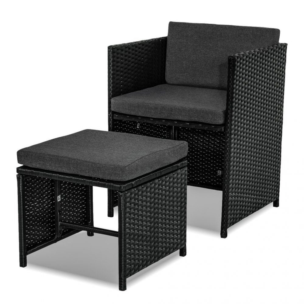 Bali 11 Piece Outdoor Dining Set-Black