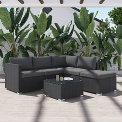 Ottoman-Style Outdoor Lounge Set in Black