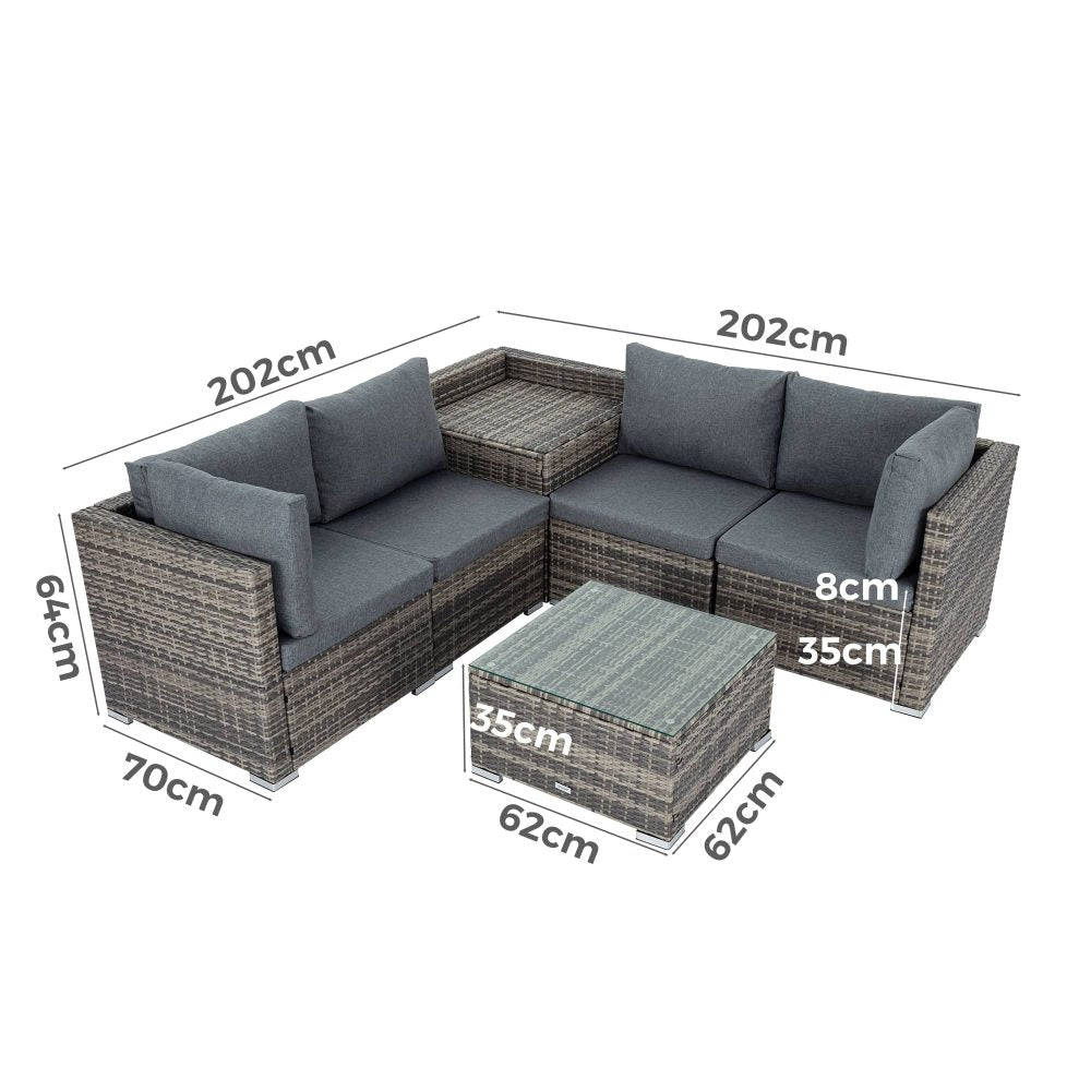 6PCS Outdoor Modular Lounge Sofa Coogee-Grey