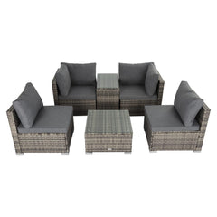 Outdoor Modular Lounge Sofa with Wicker End Table Set