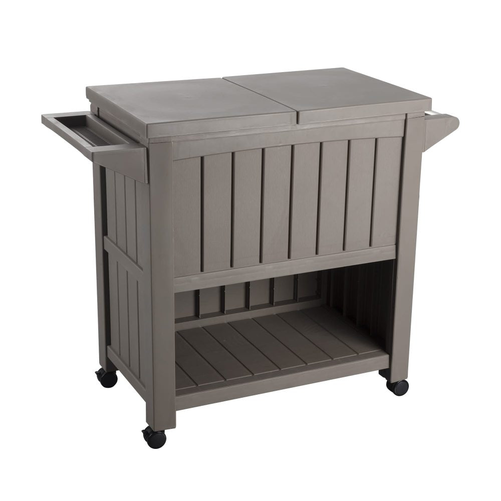 Garden Bar Serving Cart with Cooler (Taupe)