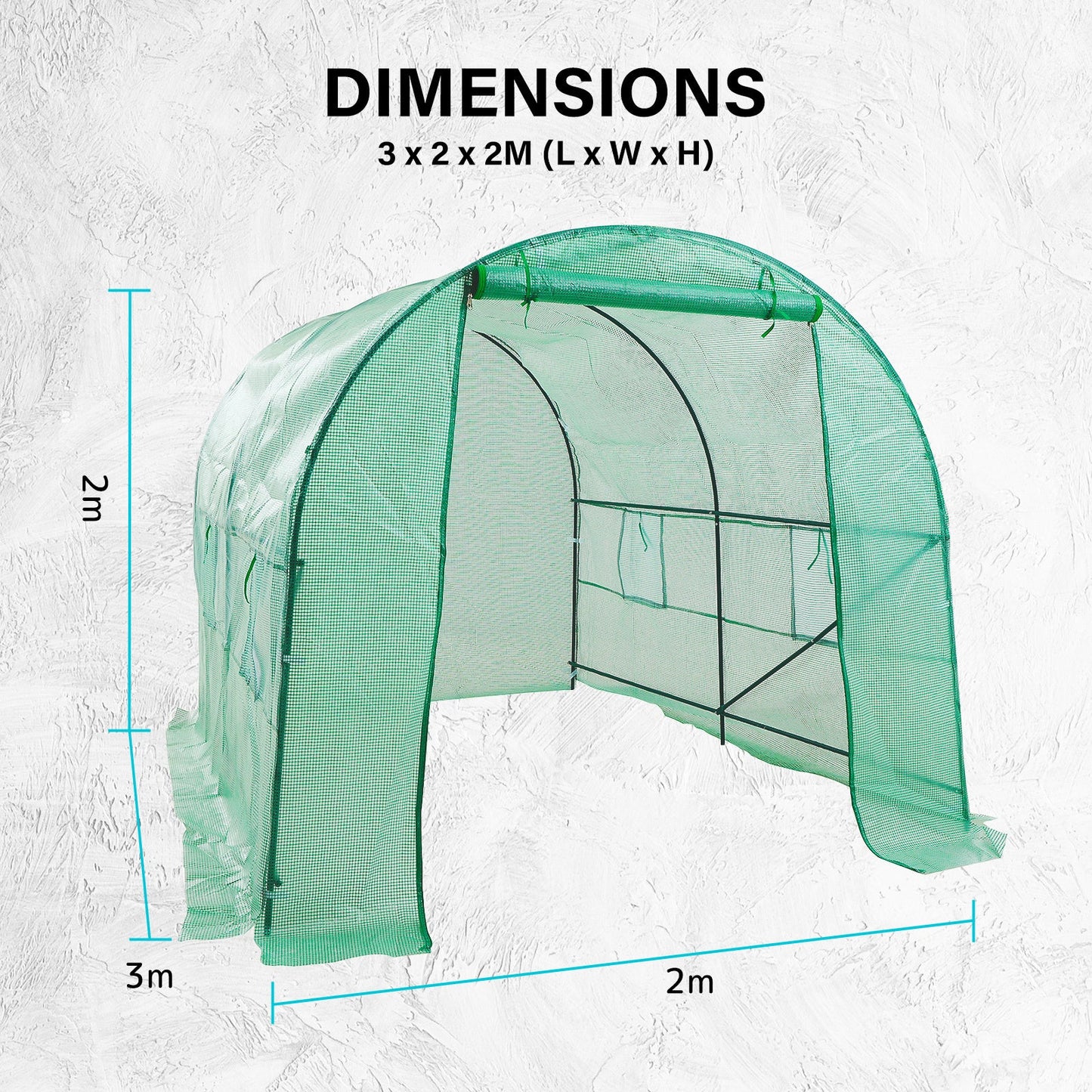 Home Ready Dome Tunnel Hoop Polytunnel 3x2x2M Greenhouse Walk-In Shed PE