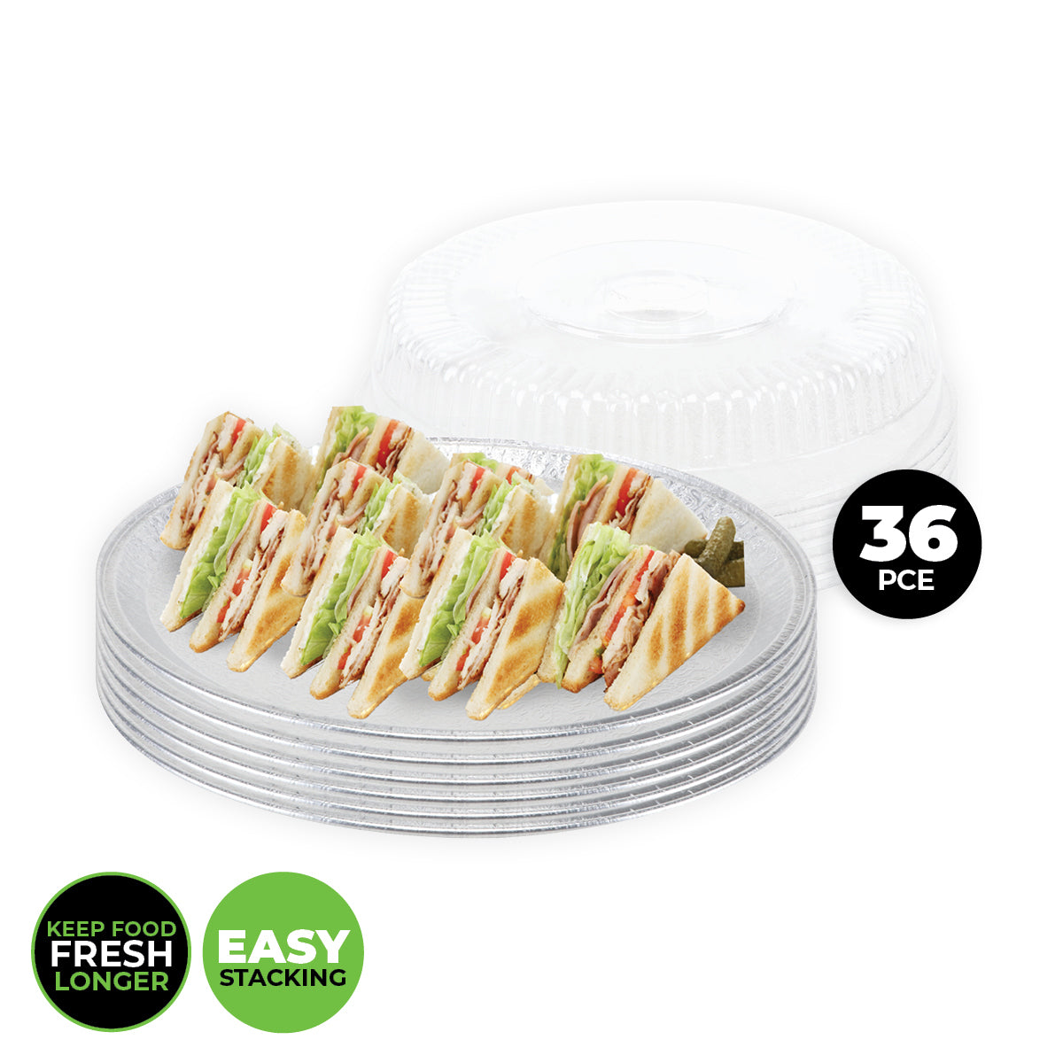 Home Master 36PCE Aluminium Foil Trays Round With Transparent Lids 30cm