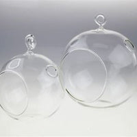 4 x Hanging Clear Glass Ball Tealight Candle Holder  - 8cm Diameter / High - Wedding Globe Decoration Terrarium Succulent Plant Mini Garden Holder Decor Craft Gift