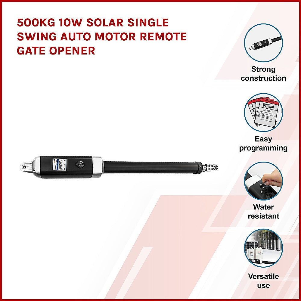 500KG 10W Solar Single Swing Auto Motor Remote Gate Opener