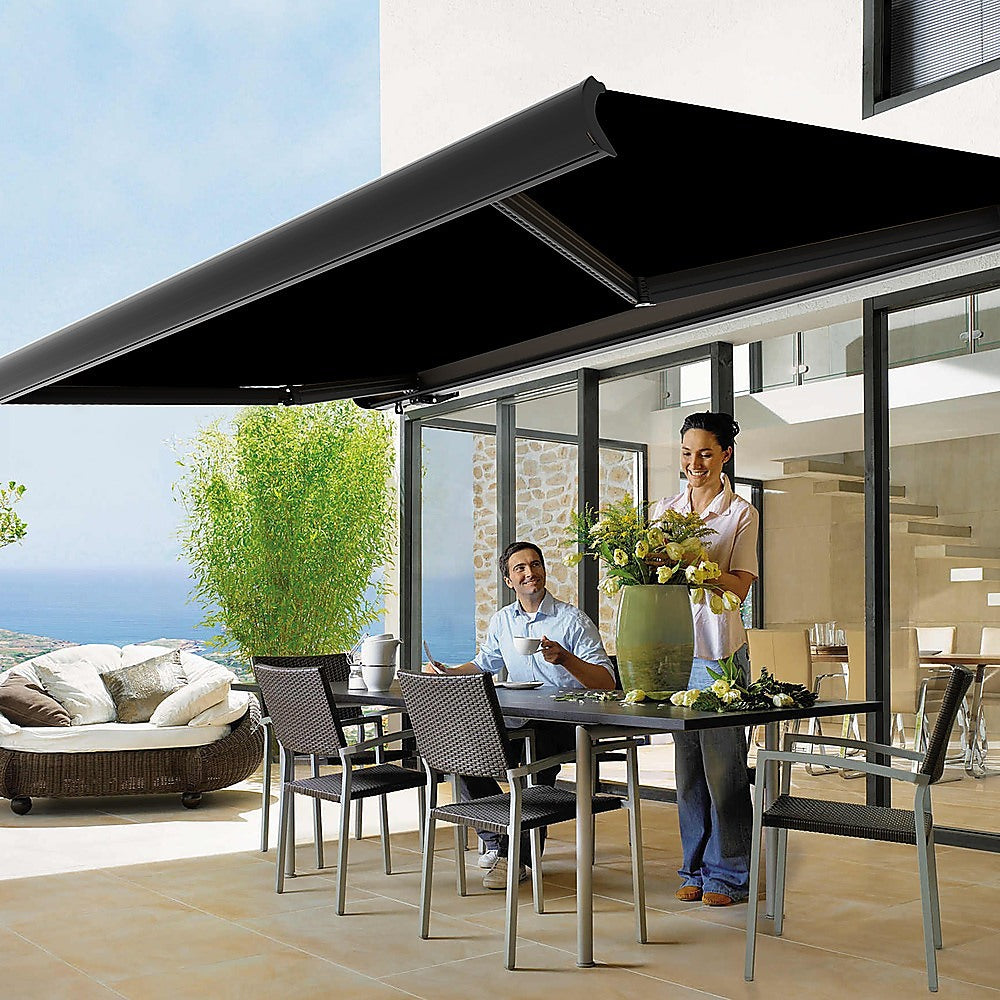 5.0m x 3.0m Retractable Folding Arm Awning Heavy Duty Full Cassette Motorised