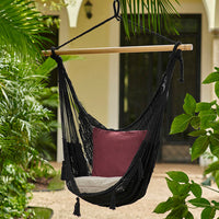 Mayan Legacy Extra Large Outdoor Cotton Mexican Hammock Chair in Black Colour