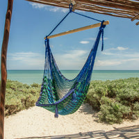 Mayan Legacy Extra Large Outdoor Cotton Mexican Hammock Chair in Caribe Colour