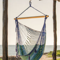 Mayan Legacy Extra Large Outdoor Cotton Mexican Hammock Chair in Caribe Colour
