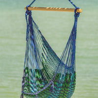 Mayan Legacy Extra Large Outdoor Cotton Mexican Hammock Chair in Caribe Colour