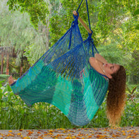 Mayan Legacy Extra Large Outdoor Cotton Mexican Hammock Chair in Caribe Colour